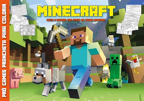 Minecraft - Prancheta para colorir: Pinte e brinque com Steve no mundo superior