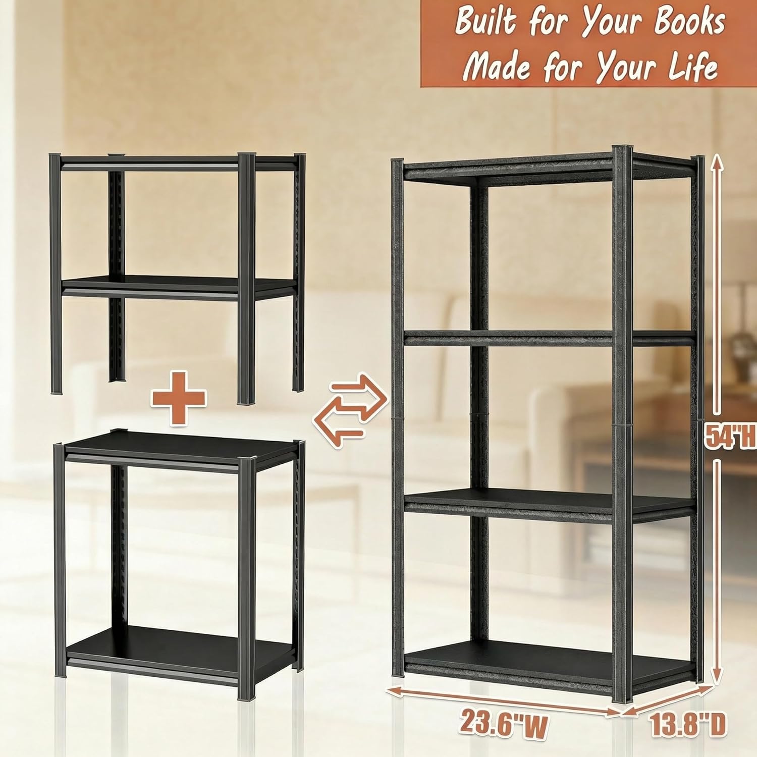 2 in 1 AV Media Player Stand, Black Adjustable Stereo Cabinet, 23.6" W Metal TV Stand, Game Console Shelf, Small Media Entertainment Center for Home, Conference Room, Game Studio