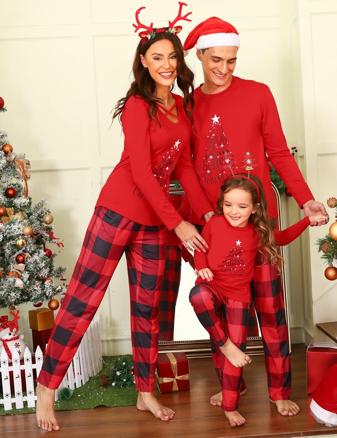 iClosam Matching Family Pajamas Set Striped Christmas Pajamas Sleepwear Dad Mom PJs - Image 2