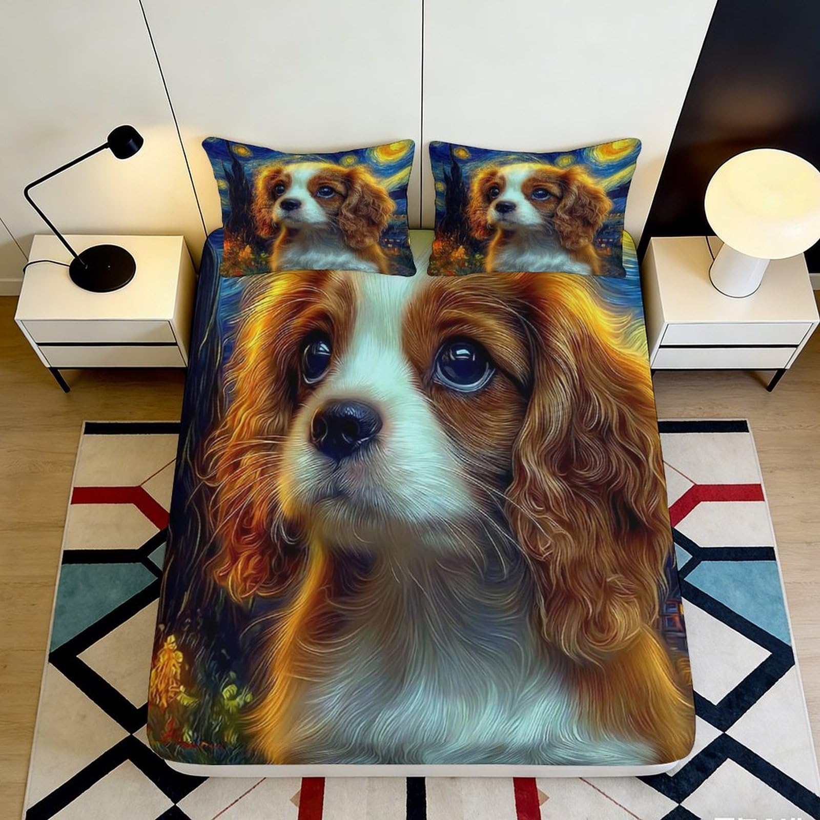 3D Printed Scottish Terrier Pet Fitted Sheet Microfiber Non-Slip Deep Pocket Dog Mattress Fitted Cover Bedroom Bedding 120x200x25cm