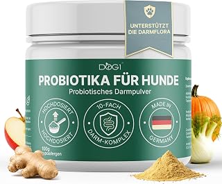 DOG1 Probiotika Pulver für Hunde – Made IN Germany - Unterstützt Darmflora & Verdauung - Probiotika Hund bei Durchfall - Präbiotika & Darmkur Pulver – Von Tierärzten entwickelt - 100g