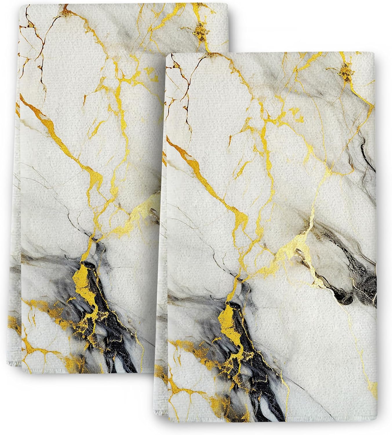 Black Gold Kitchen Towel Set of 2, Soft Absorbent
