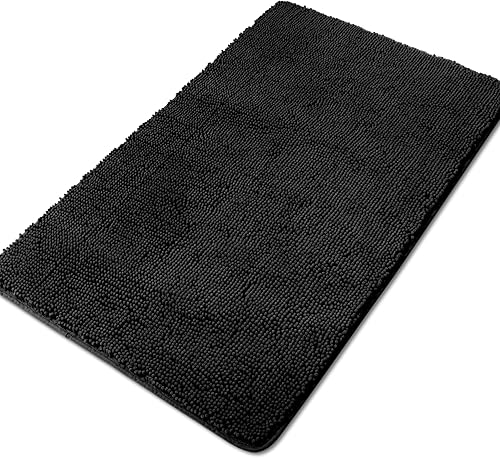 Miniatura 200 de Yeaban Alfombras de baño gris oscuro – Gruesas alfombras de baño de chenilla | Alfombras de baño absorbentes y lavables antideslizantes, alfombras
