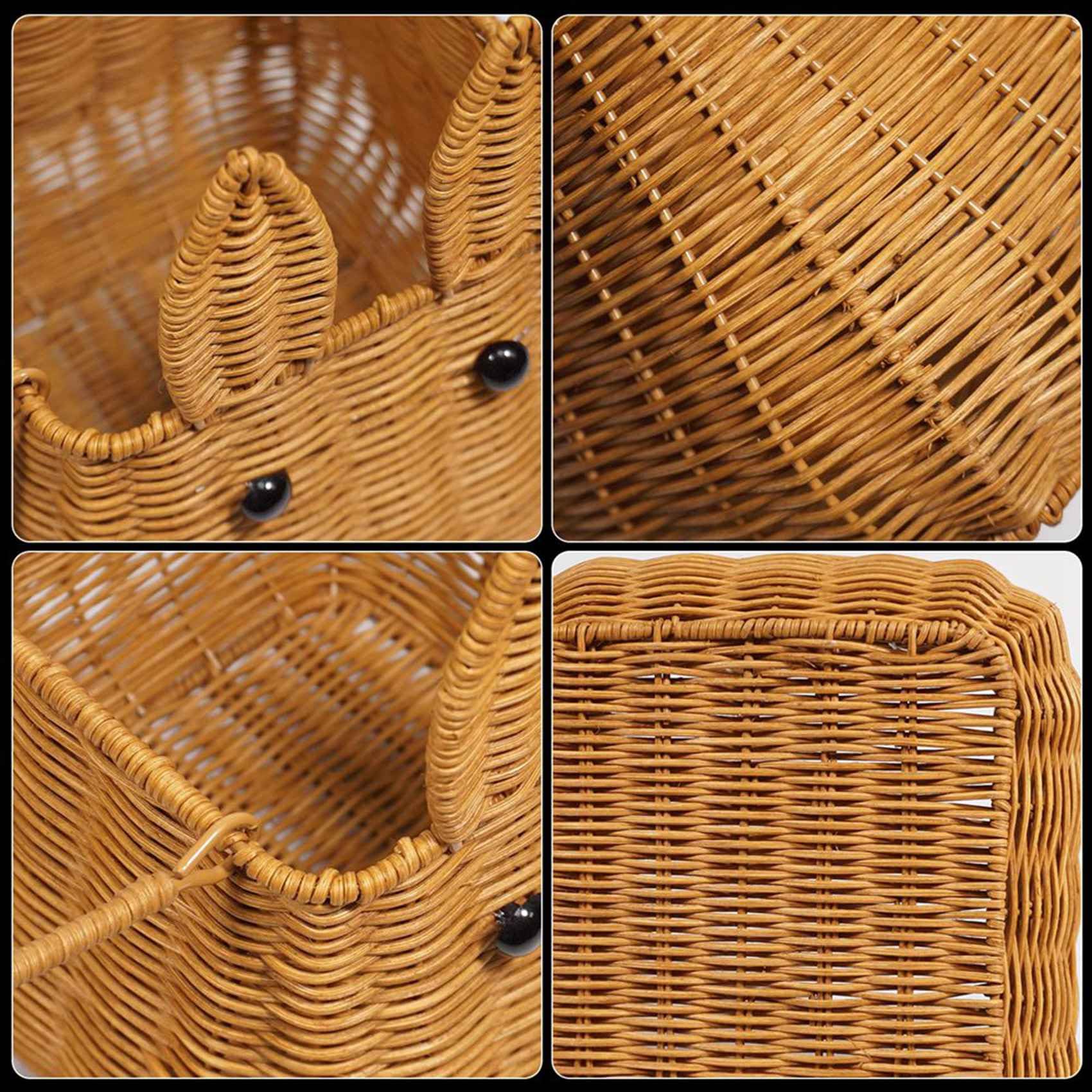 3X Cesto in Rattan con Manico, Cestino per Uova, Fiore Intrecciato, Ragazza, Pane, Frutta, Verdura, Cestino da Picnic in Vimini