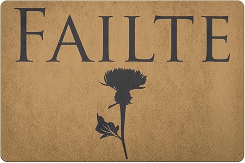 Failte - Felpudo de bienvenida de cardo irlandés escocés, antideslizante, para el hogar, baño, cocina, entrada, 16 x 24 pulgadas