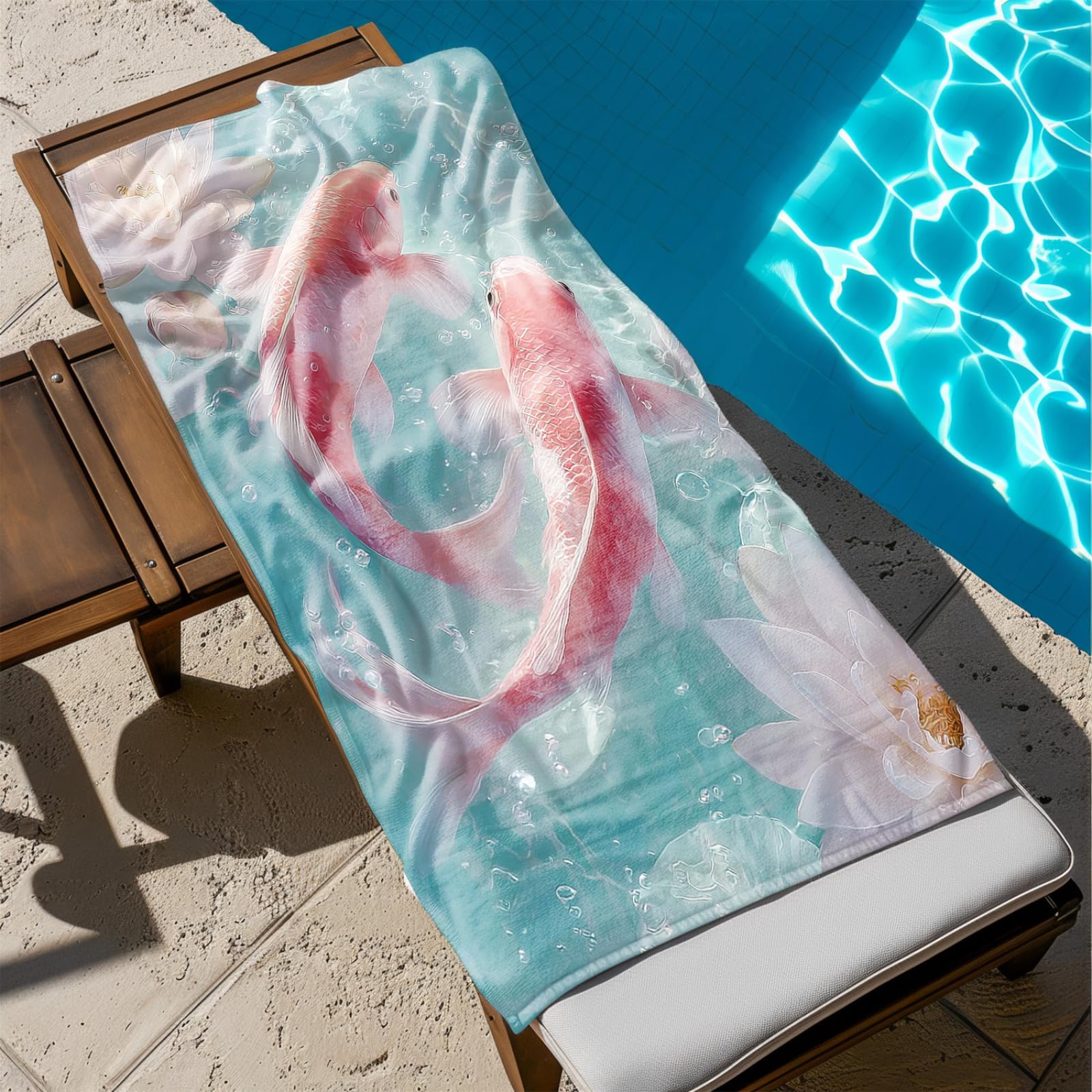 Générique Serviette Microfibre Plage Poisson Rose