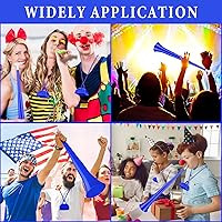 Vista 4 de Treela 12 unidades de cuerno de estadio plegables y cencerros de metal de 24 pulgadas, trompeta de plástico con asa para hacer ruido para eventos