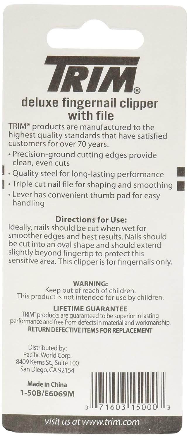Trim Deluxe Fingernail Clippers with File – Sharp, Durable Clippers with Fold-Away Nail File for Easy, Compact Storage – Steel Nail Clippers for Precise, Even Cuts Every Time : Everything Else