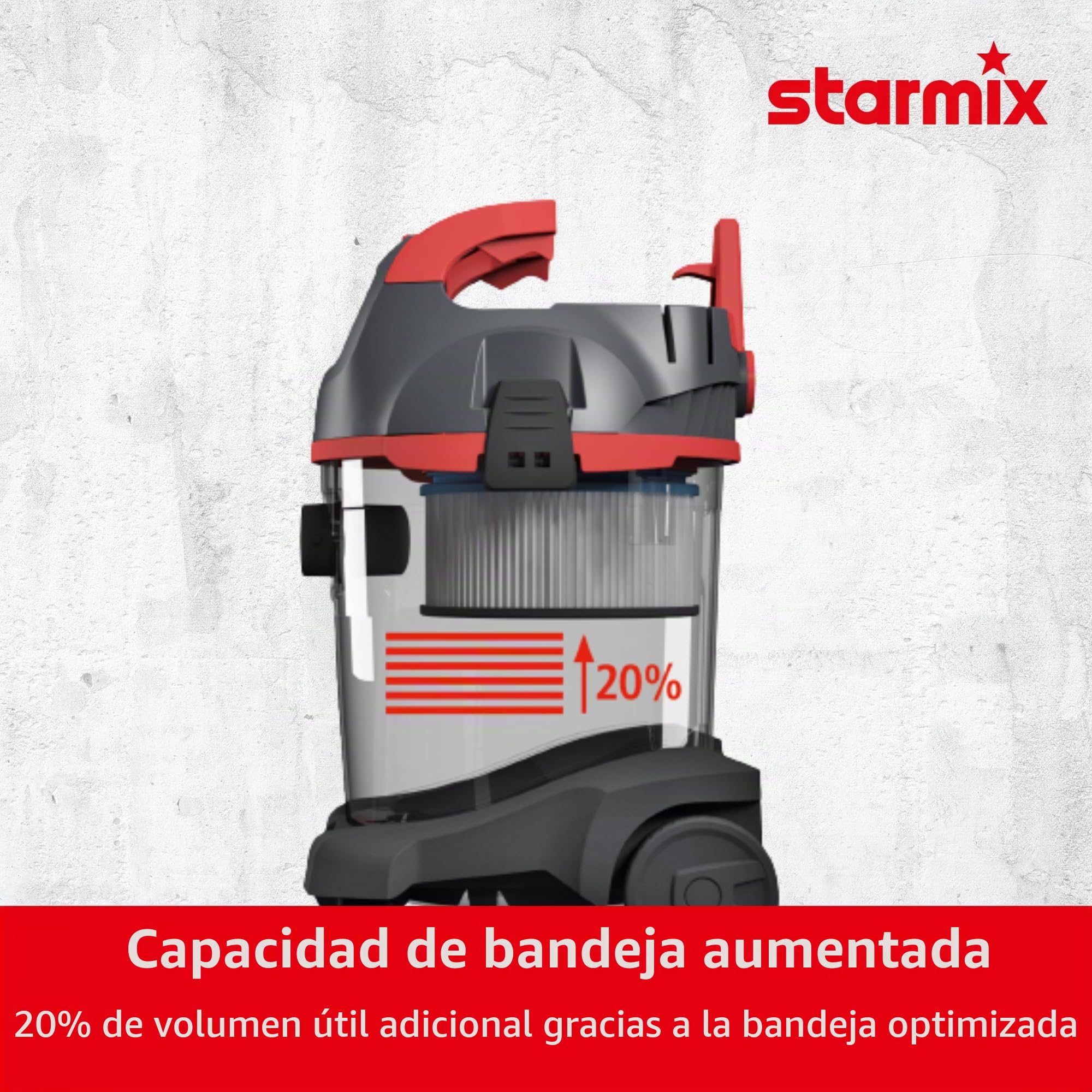 Starmix uClean 1432 ST - Aspirador en seco y húmedo con características de confort, 1400 W, 259 mbar, 20 L - Aspirador multiusos para taller, garaje, casa, incluye accesorios para aplicaciones de
