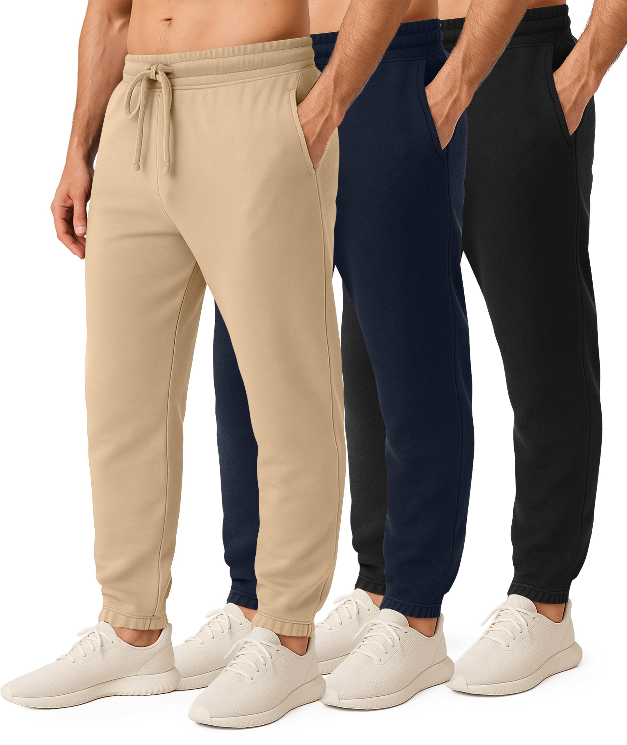 Real Essentials 3-Pack Cotton Fleece Joggers