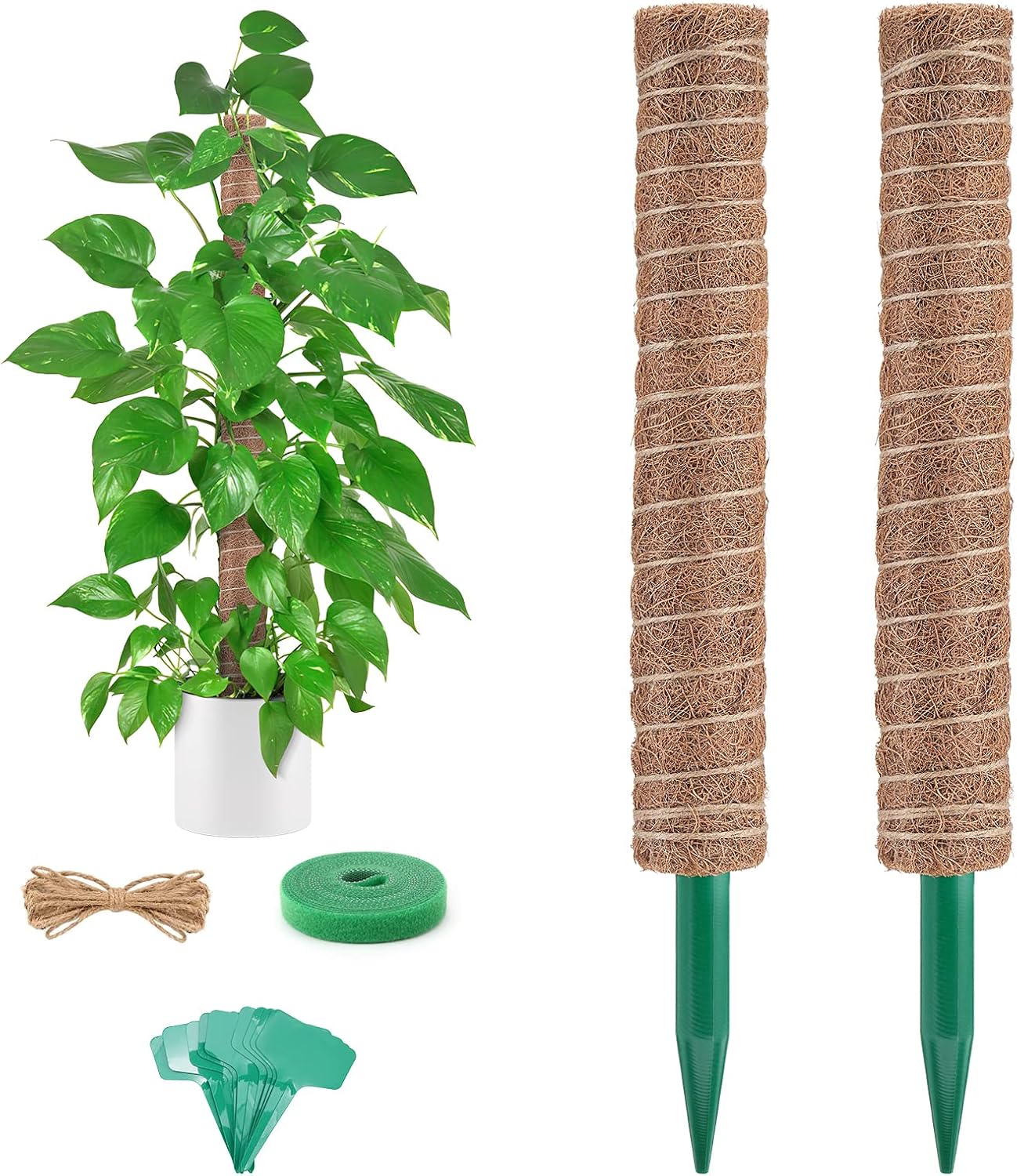 Yirochan 2Pcs Moss Pole for Monstera 16 inch Moss Plant Support Stick