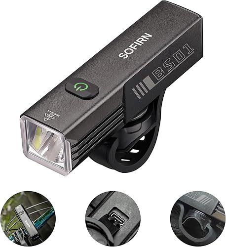 SOFIRN BS01 - Luces de bicicleta para conducción nocturna de 2000 lúmenes, faros delanteros brillantes para bicicleta, compatibles con Garmin, carga