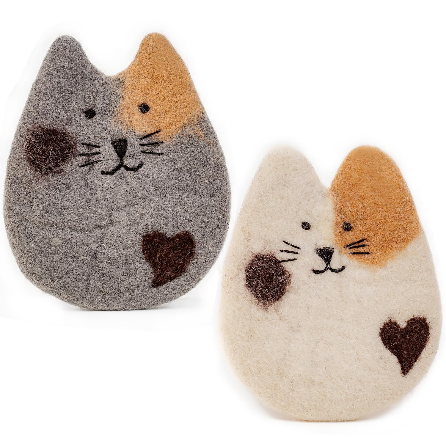 Magicaldiy Cat Felt Wool Coasters, Cute Kitten Cup Mat Cat Coasters, Handmade Cat Felt Drink Coasters - 2 PCS