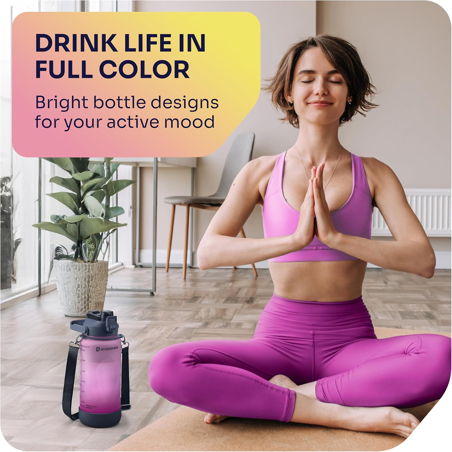 1/2 Gallon Water Bottle with 74.3 oz Capacity - Motivational Time Markers for Daily Hydration Goals - Leakproof BPA Free Tritan with Removable Straw