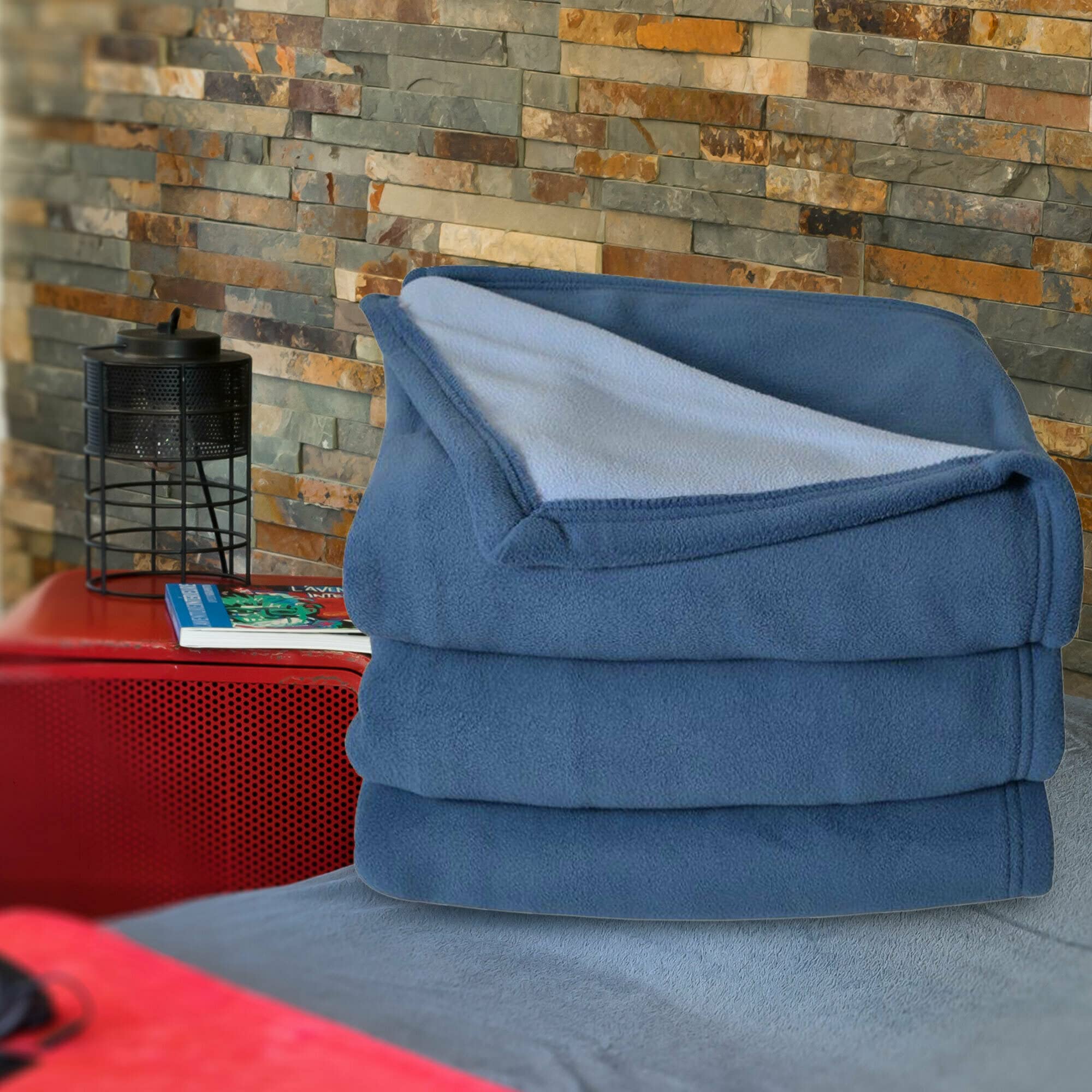 Coperta in pile lusso 180 x 220 cm 100% poliestere 430 g/m2 modello Narvik Marrone
