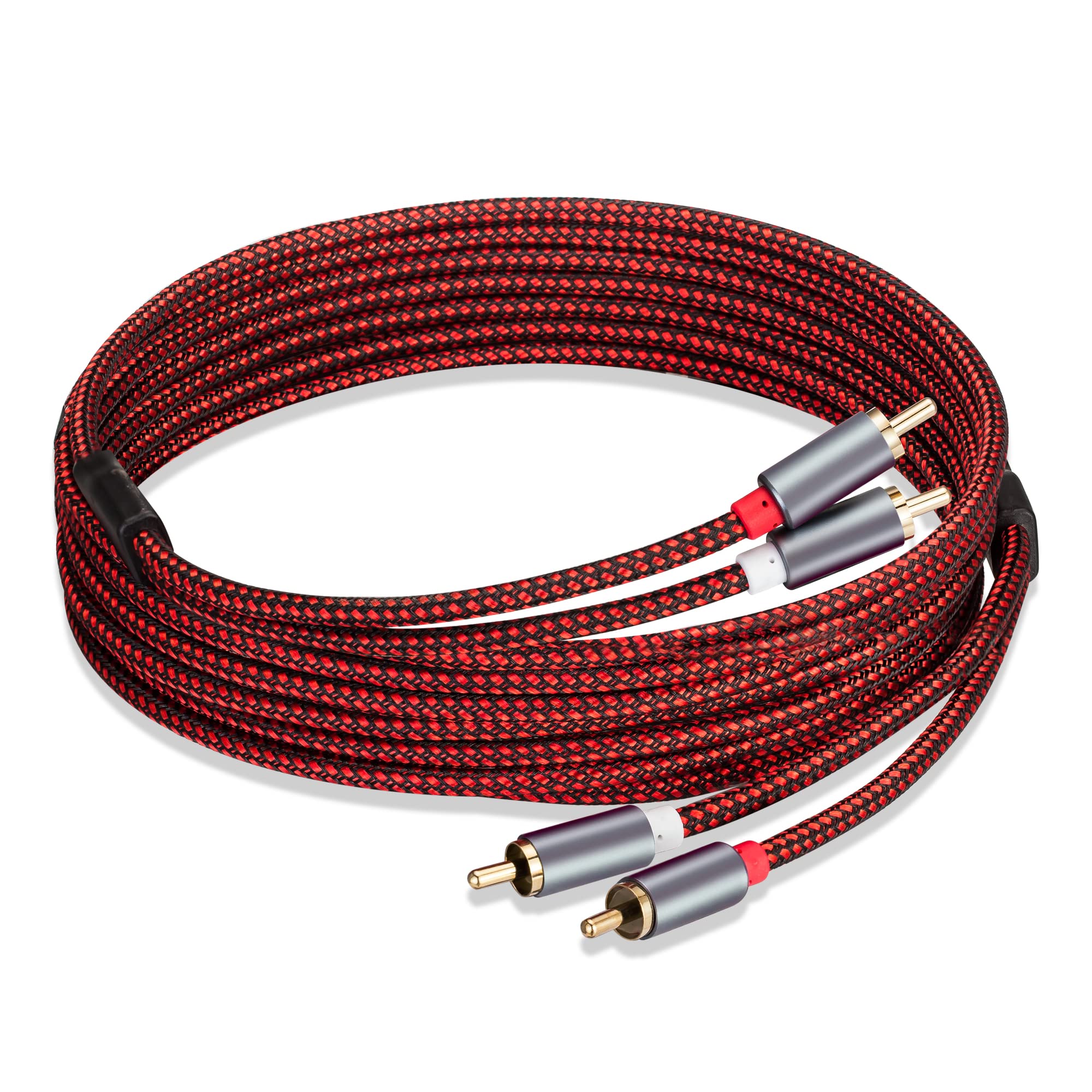 Kabel RCA 4,6 m 2RCA na 2RCA 2RCA męski na 2-RCA męski kabel audio stereo subwoofer kabel nylonowy pleciony pomocniczy przewód audio do kina domowego, HDTV, wzmacniaczy, Hi-Fi