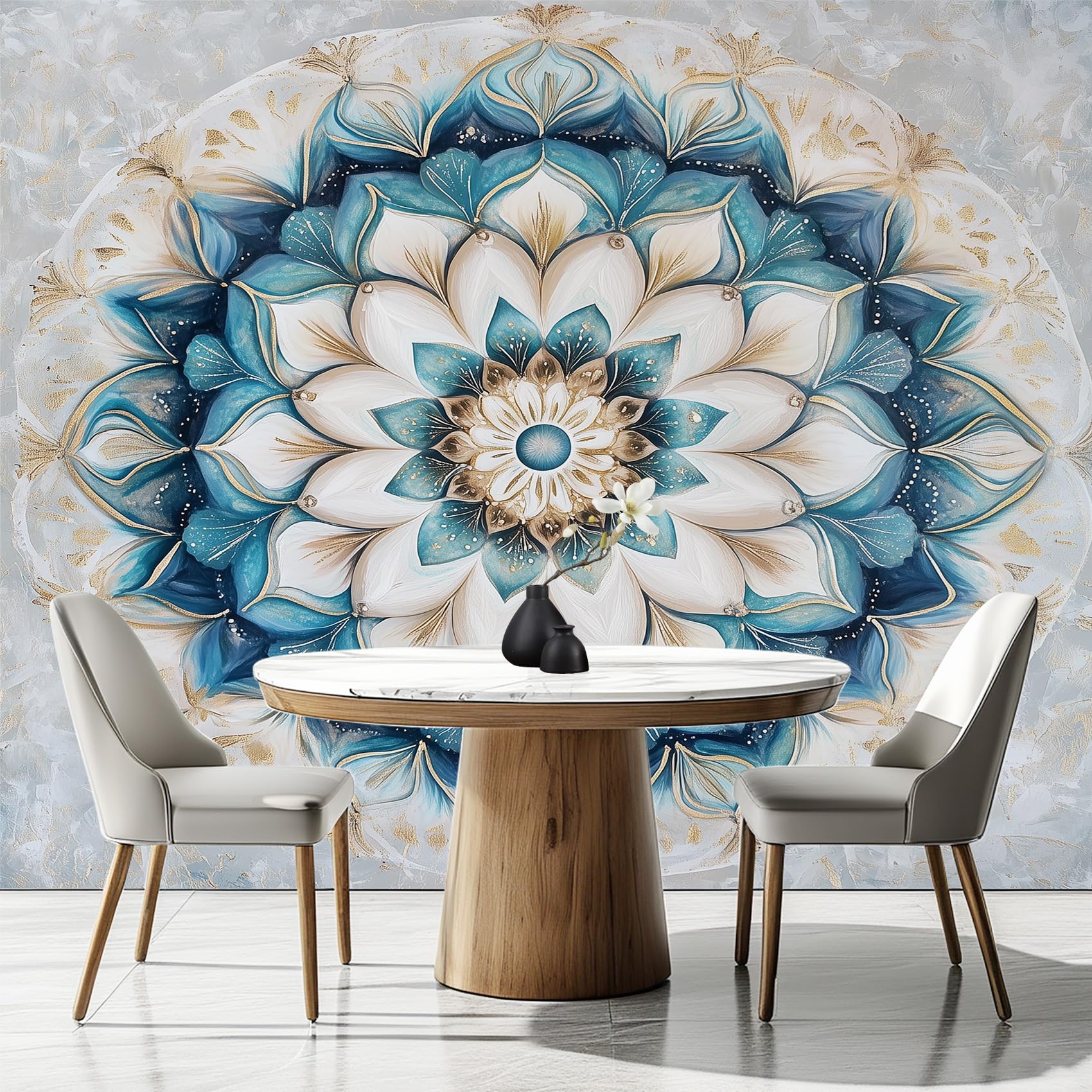 Fdt&-84 - Carta da parati fotografica, motivo mandala floreale, 300 x 210 cm, per soggiorno, camera da letto, corridoio, meditazione, lusso