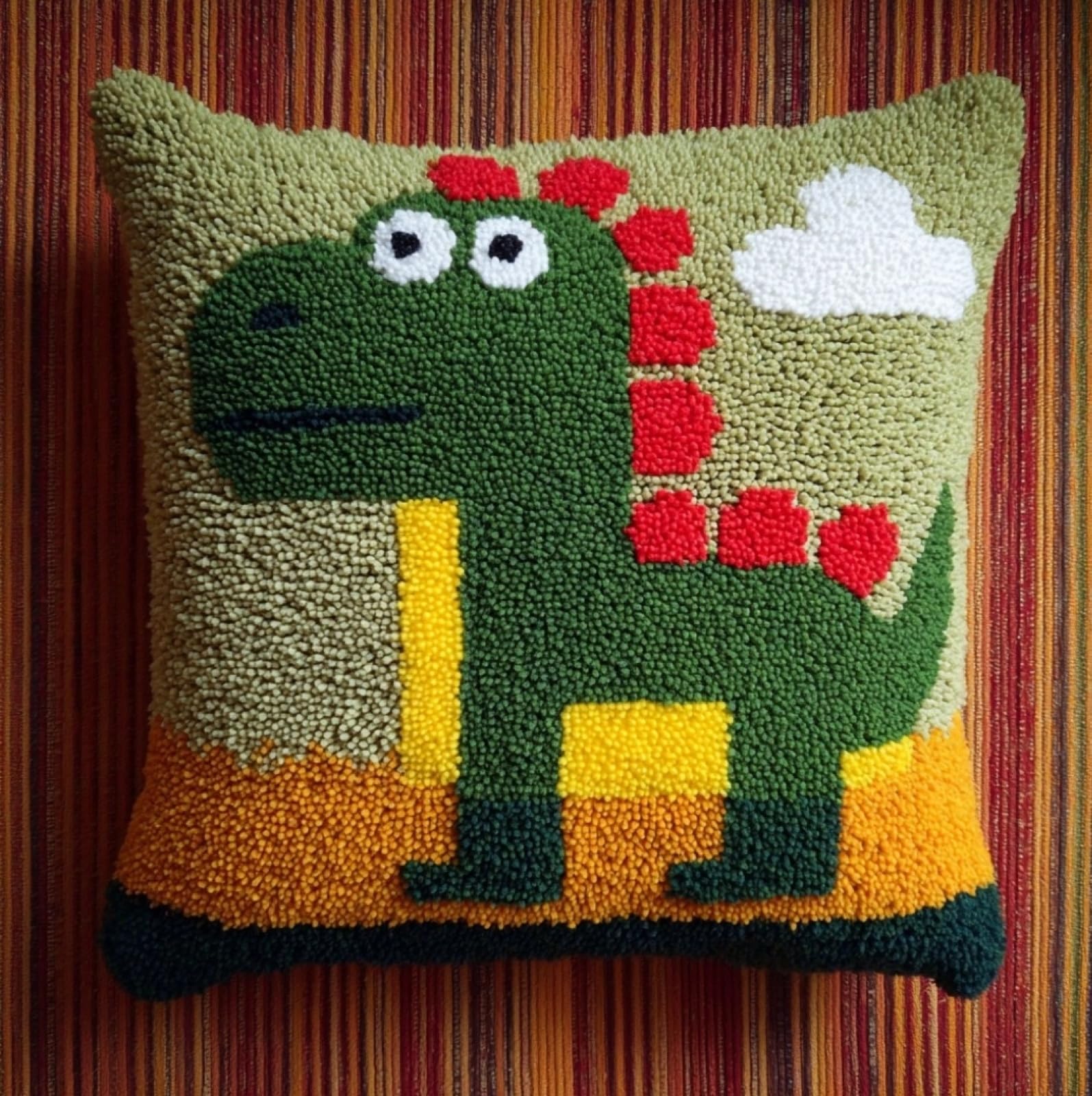 WallustrioaW Latch Hook Kits for Adults 17x17in,Cartoon Dinosaur