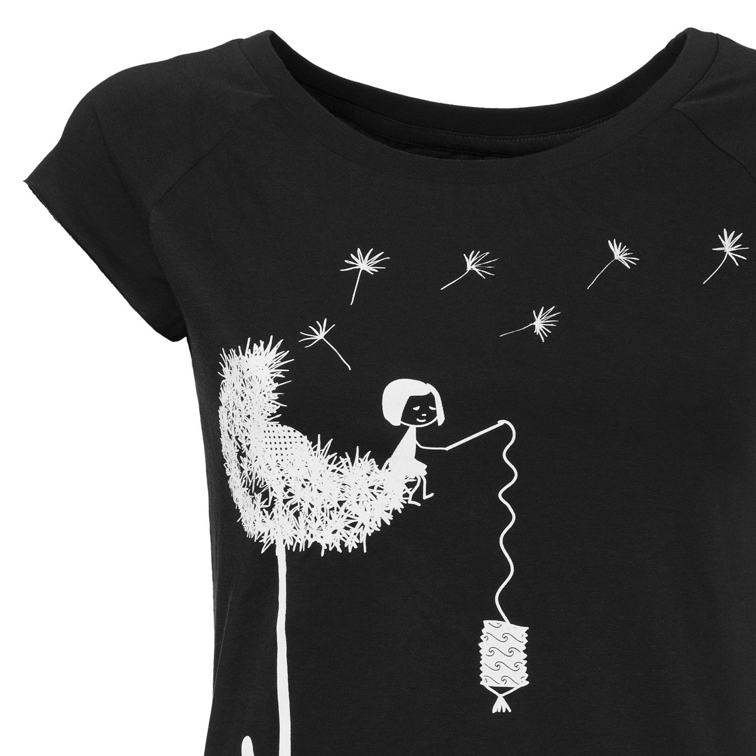 FellHerz Camiseta para mujer de diente de león, color negro, ecológica, justa y vegana, Negro , XL
