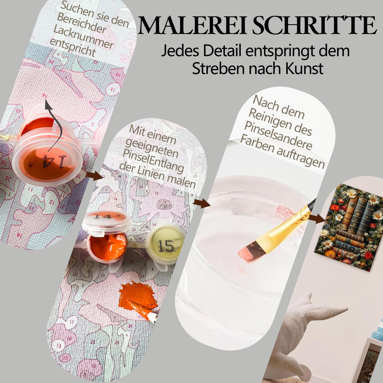 77iiAii Malen Nach Zahlen Erwachsene 40x50cm - Bücherregal Motiv Mit Pinseln