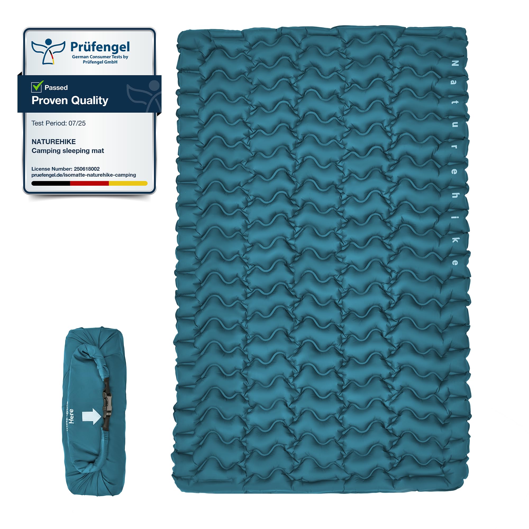Naturehike Colchoneta hinchable ultraligera, colchoneta de dormir ligera, para exteriores, compacta y resistente a la humedad, para mochilero, camping, nivel de entrada (azul oscuro - doble)