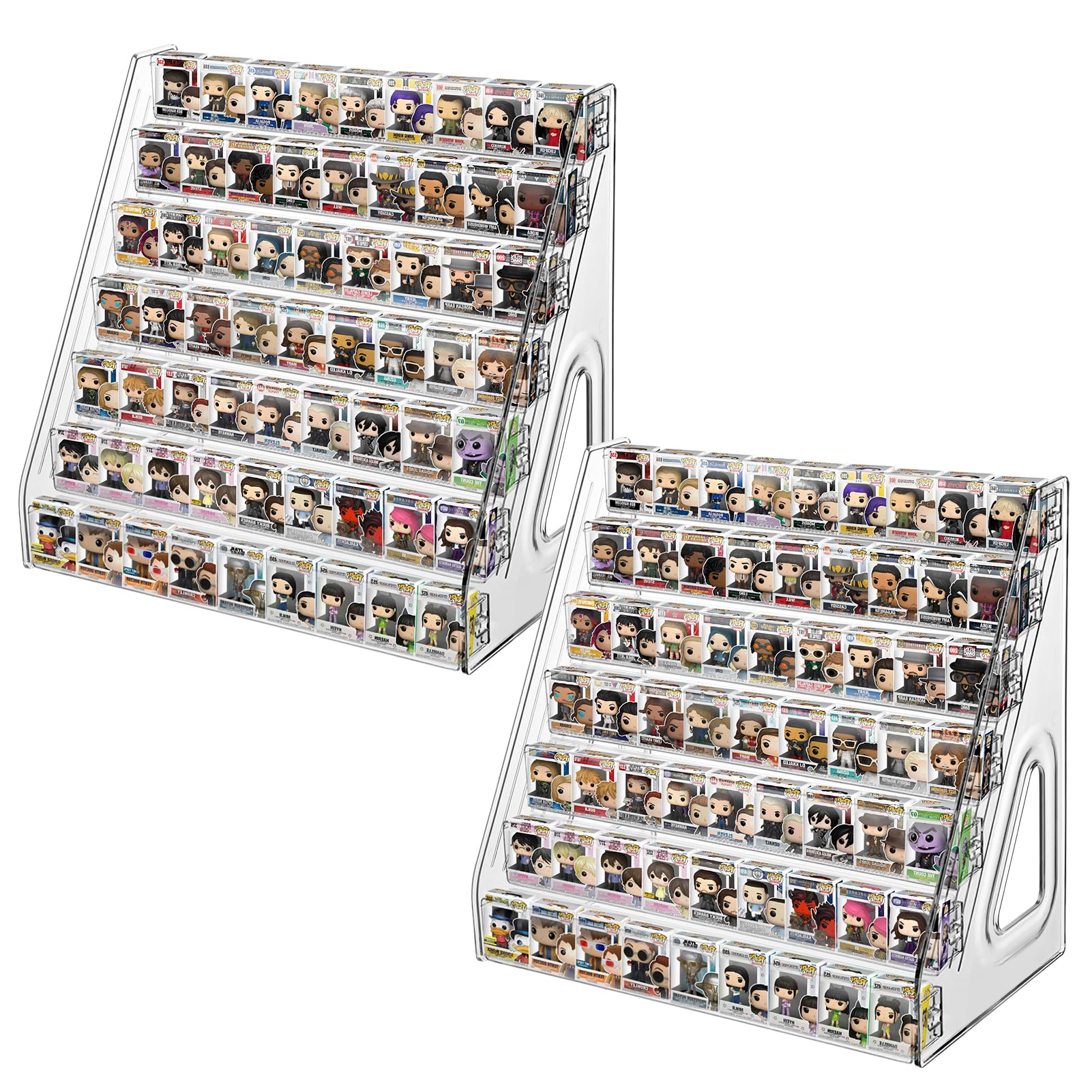 2 Pack 7 Layers Clear Display Shelf for Funko Pop Clear Acrylic Display Case Mini Collectible Toys Display Shelf for Bitty Pop for Miniature Mini Action Storage Compatible with Bitty Pops Funko