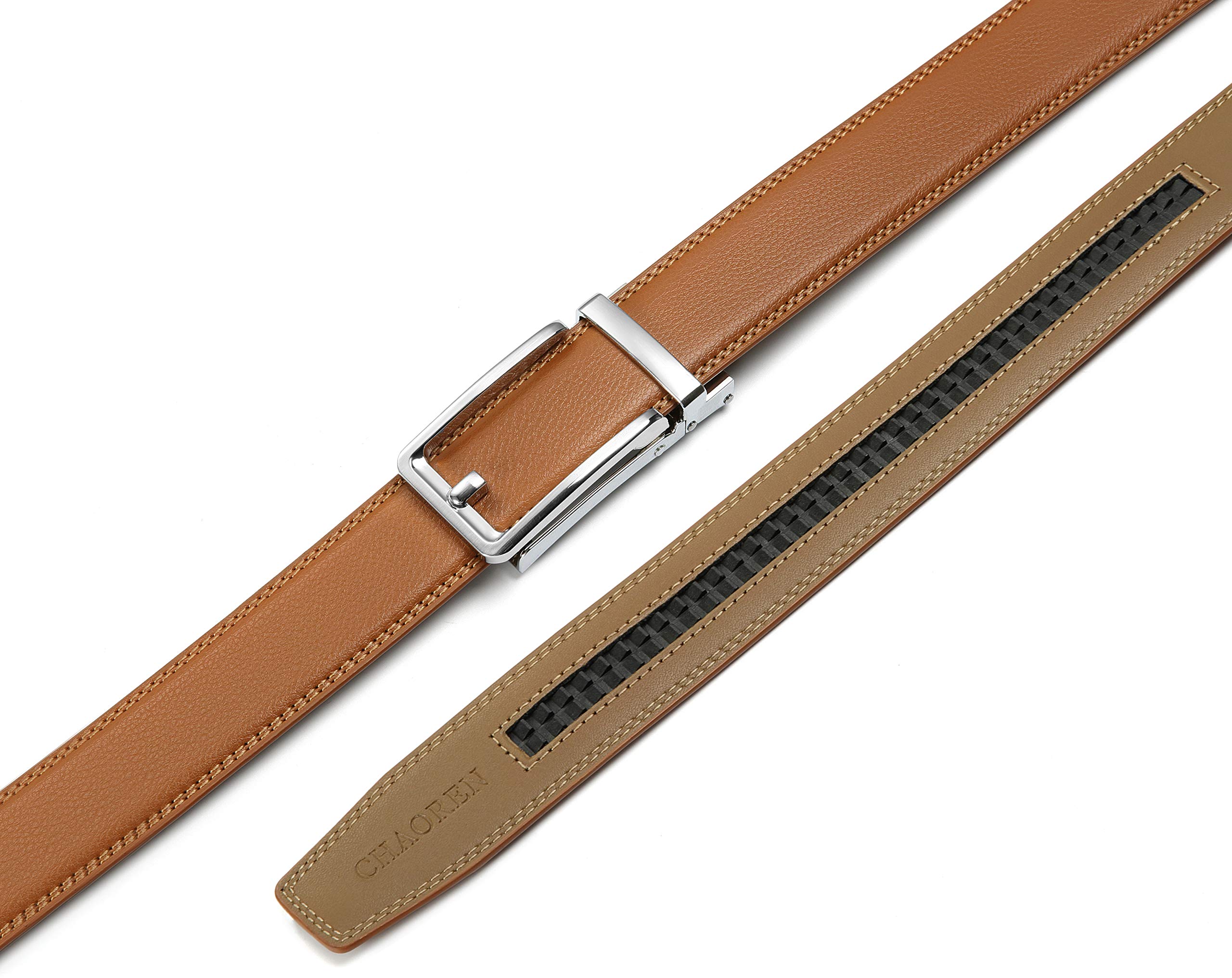 CHAOREN Cintura Uomo, Cintura Uomo Pelle Cricchetto Automatica Fibbia 35mm, Trim Regolabile per Adattars