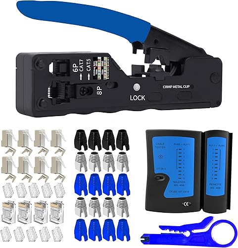 TAIWAIN Herramienta de prensado de prueba de cable RJ45RJ11RJ12, pelacables de red CAT5CAT6, mantenimiento de computadora profesional, alicates de