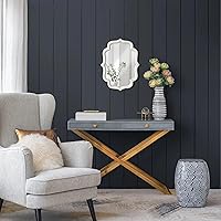 Vista 3 de Vintage Small Scalloped Wall Mirror Decorative 16" x 12", Hanging Rustic Distressed White Bathroom Mirrors for Vanity, Farmhouse Wood Quatrefoil