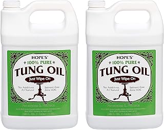 Hope's 100% Pure Tung Oil, Waterproof Natural Wood Finish and Sealer, 128 Fl Oz, 2 Pack