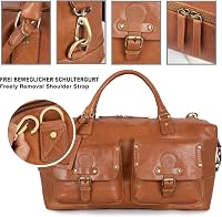 Marc Peter Wax Tan Bőr Utazótáska Férfiaknak Hétvégi Weekender Duffel Bag Nagy XL 6
