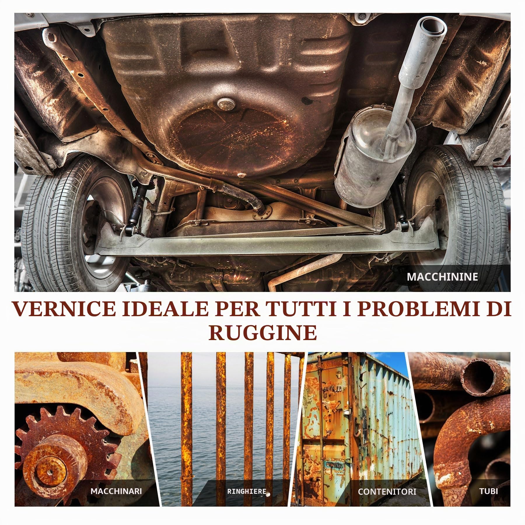 Convertitore di Ruggine - Vernice Antiruggine e Primer di Metallo Nero - Dissolvant di Ruggine, Effetto Anti-Rust Resistente, Vernice Inibitore della Ruggine per Auto e Superfici Metalliche (473ml)