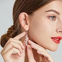 Vista 7 de Silver Dangle Earrings for Wedding Bridesmaid - Rhinestone, Dangling, Prom Earrings