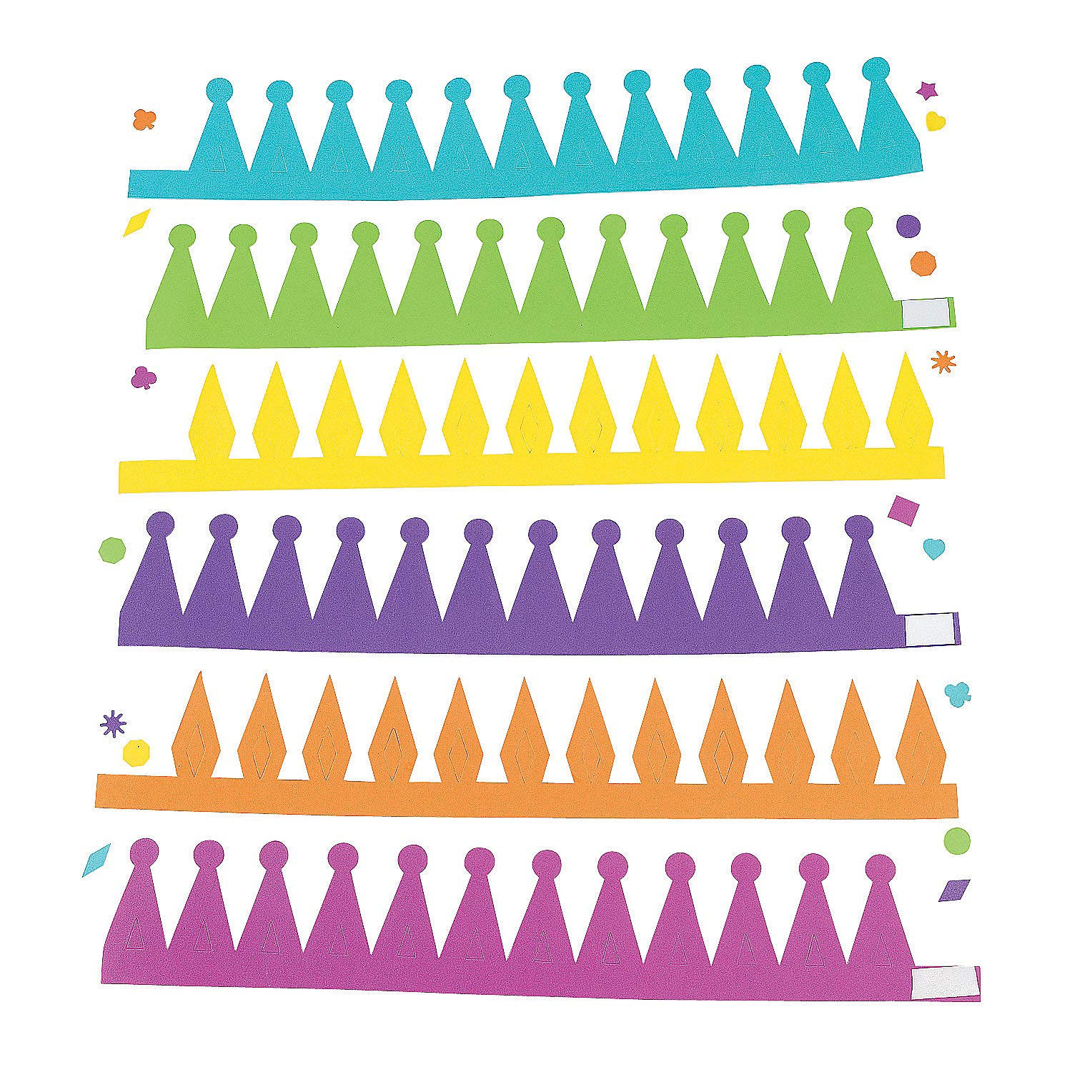 DIY Crowns for Kids, Includes 12 crowns, 312 self-adhesive letters and 250 shapes - Crafts and Party Activities