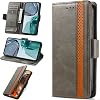 Funda Compatible con Vivo X100 Pro 5G, Compatible con Vivo X100 Pro 5G V2324A, de Cuero PU + Carcasa, con Tarjetero y Soporte Abatible, Color Gris 1
