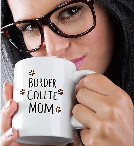 Miniatura 2 de 3dRose Border Collie Dog Mom - Taza de 11 onzas, color marrón