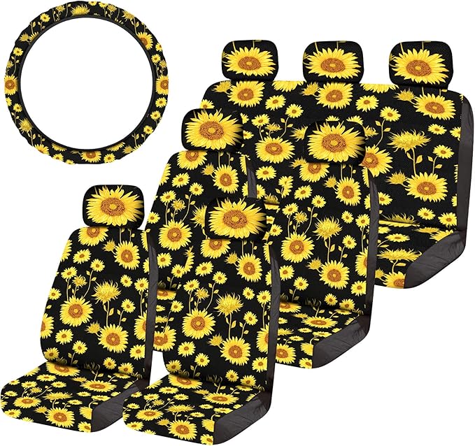 14 Pieces Sunflower Car Accessories Set for 7 Seaters Cars