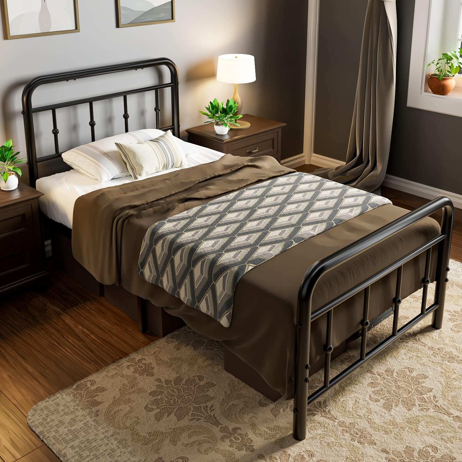 Twin Bed Frame with Victorian Style Wrought IronArt