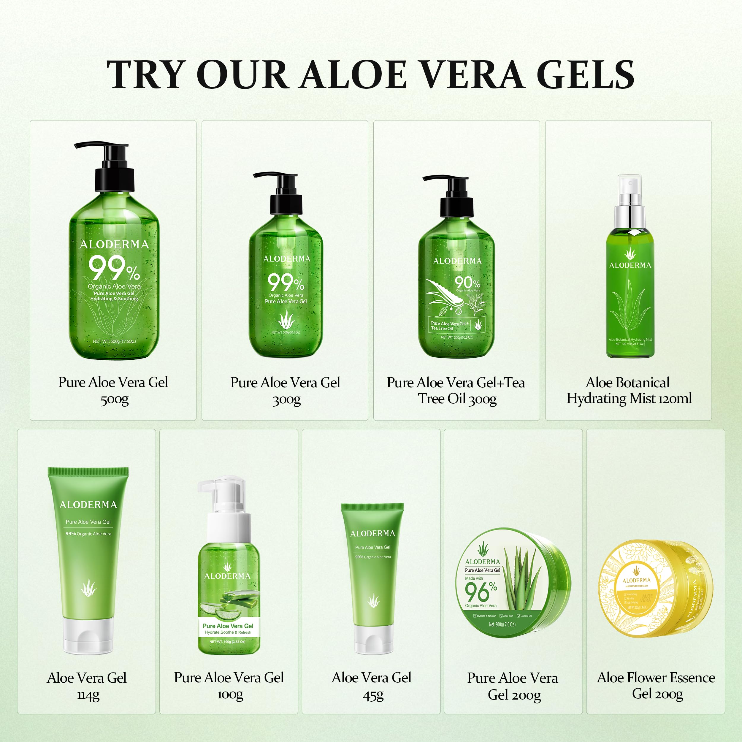 Aloderma Gel de aloe vera puro fabricado con 99% de aloe vera certificado orgánico USDA en 12 horas de cosecha (114 g, 113.4 g) sin concentrados en polvo ni parabenos, perfecto para uso diario