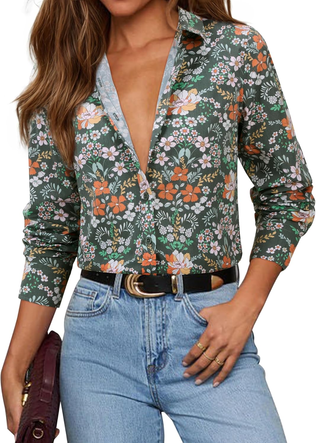 siliteelon Button Down Shirts for Women Dress Shirt Cotton Long Sleeve Collared Shirt Business Work Office Blouse Top