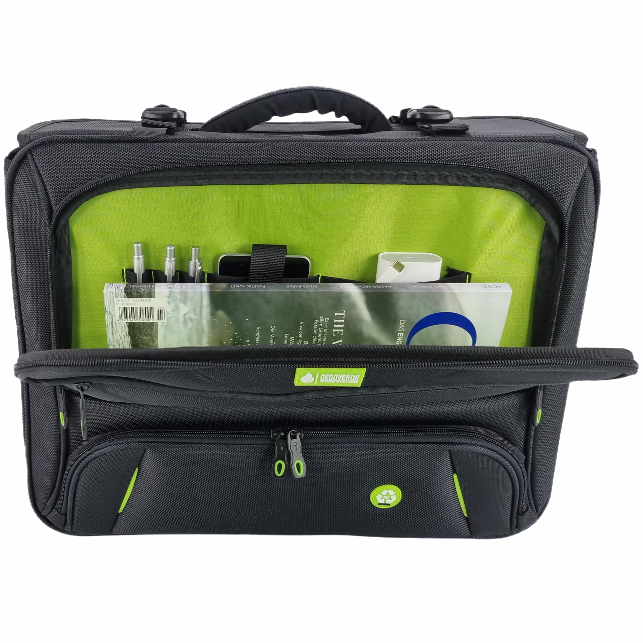 Soft Pilotenkoffer aus RPET in schwarz 46208 | Leichtgewicht mit Laptopfach, Fächertasche, Schultergurt | Aktenkoffer, Laptopkoffer