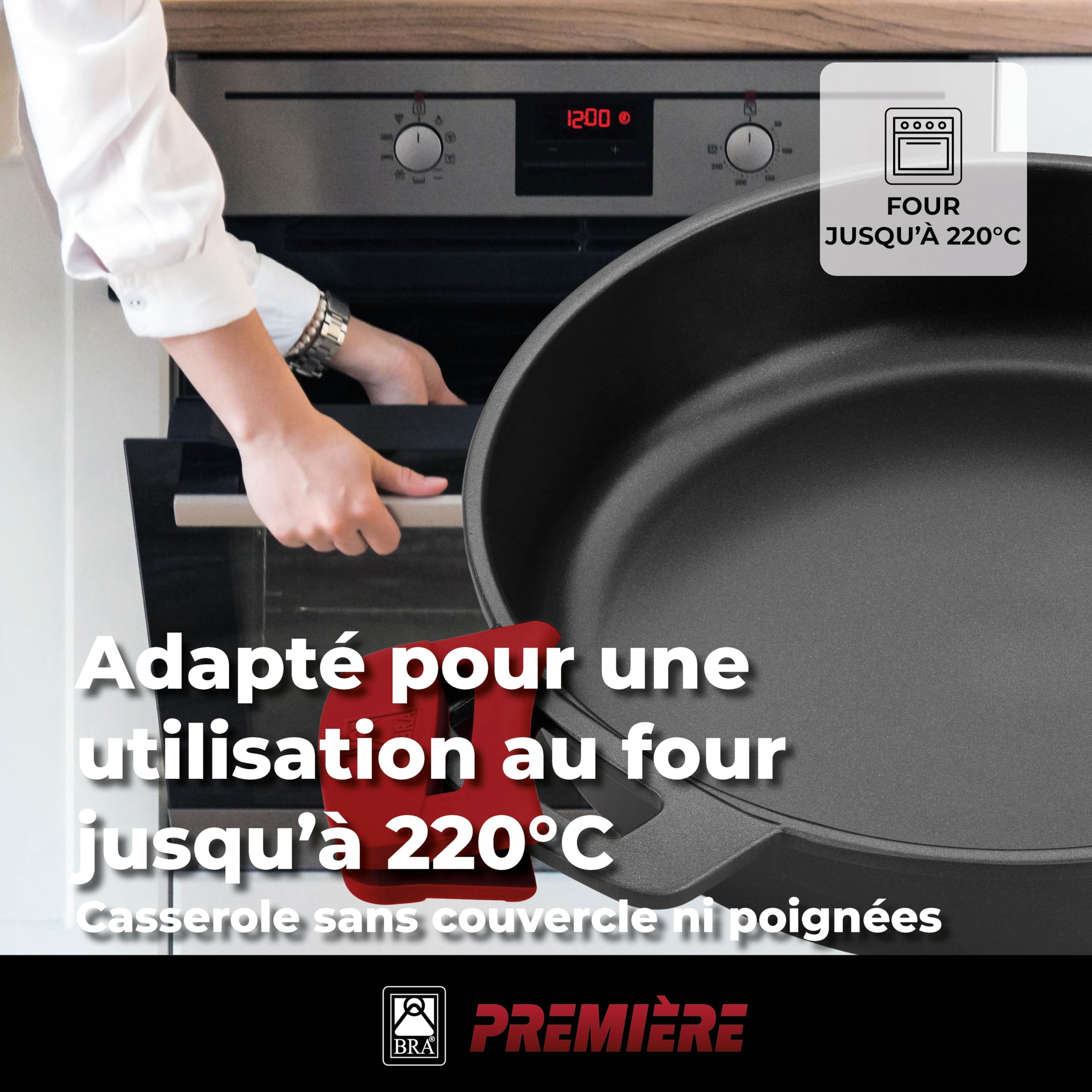 BRA Premiere | Batterie de cuisine 7 pièces en fonte d’aluminium avec revêtement antiadhésif, tous feux dont induction
