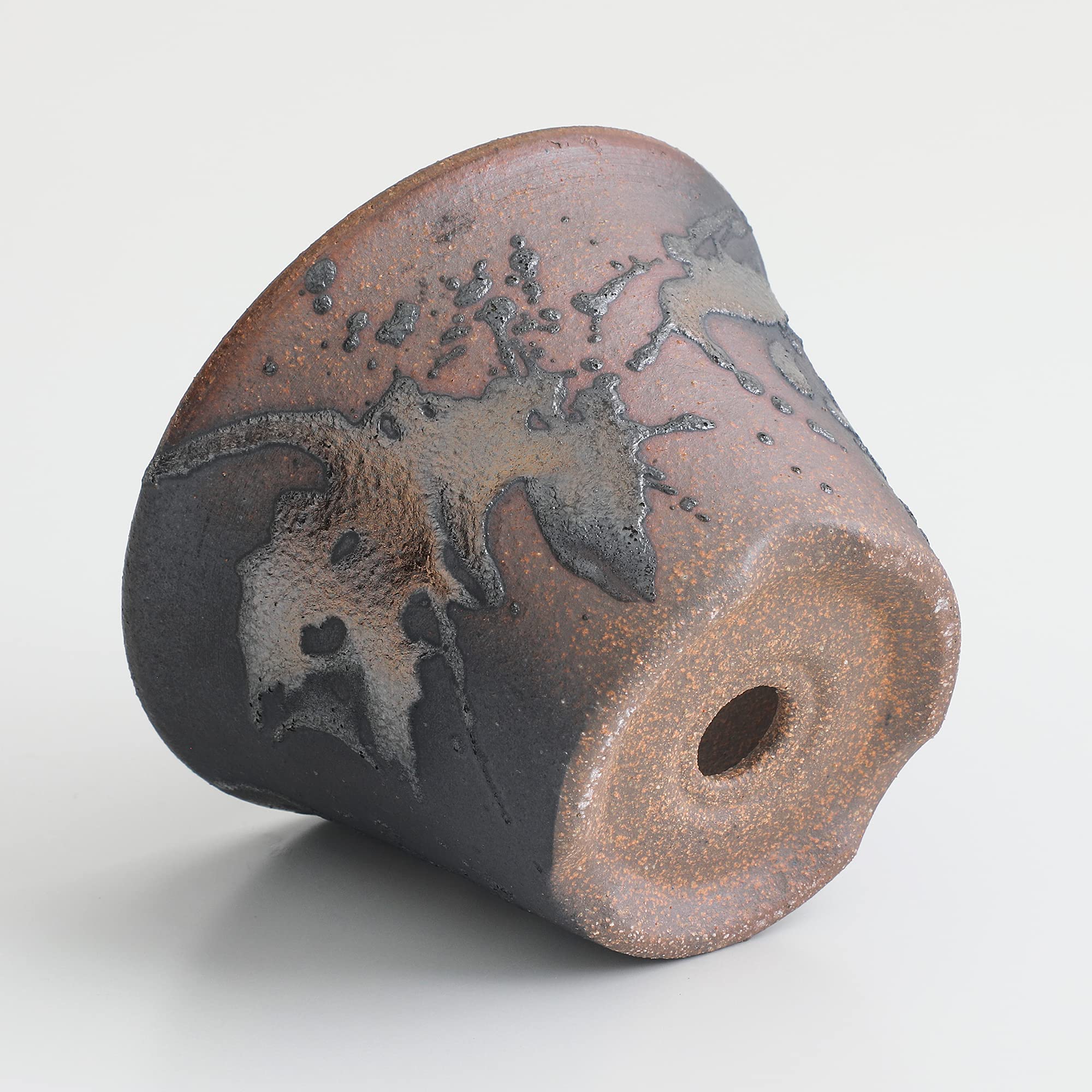 Wazakura Banko Series Petit Pot à Bonsaï et Plantes Rond, Fait à la Main en Céramique avec Trou de Drainage 11 cm, Fabriqué au Japon, pour Jardin et Interieur - Kindami