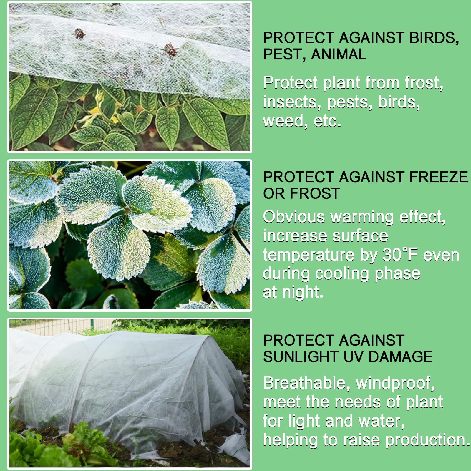 Cubiertas para plantas, protección contra congelación, tela de 7 x 100 pies para plantas al aire libre, cubierta de plantas de invierno para protección contra heladas, manta flotante para
