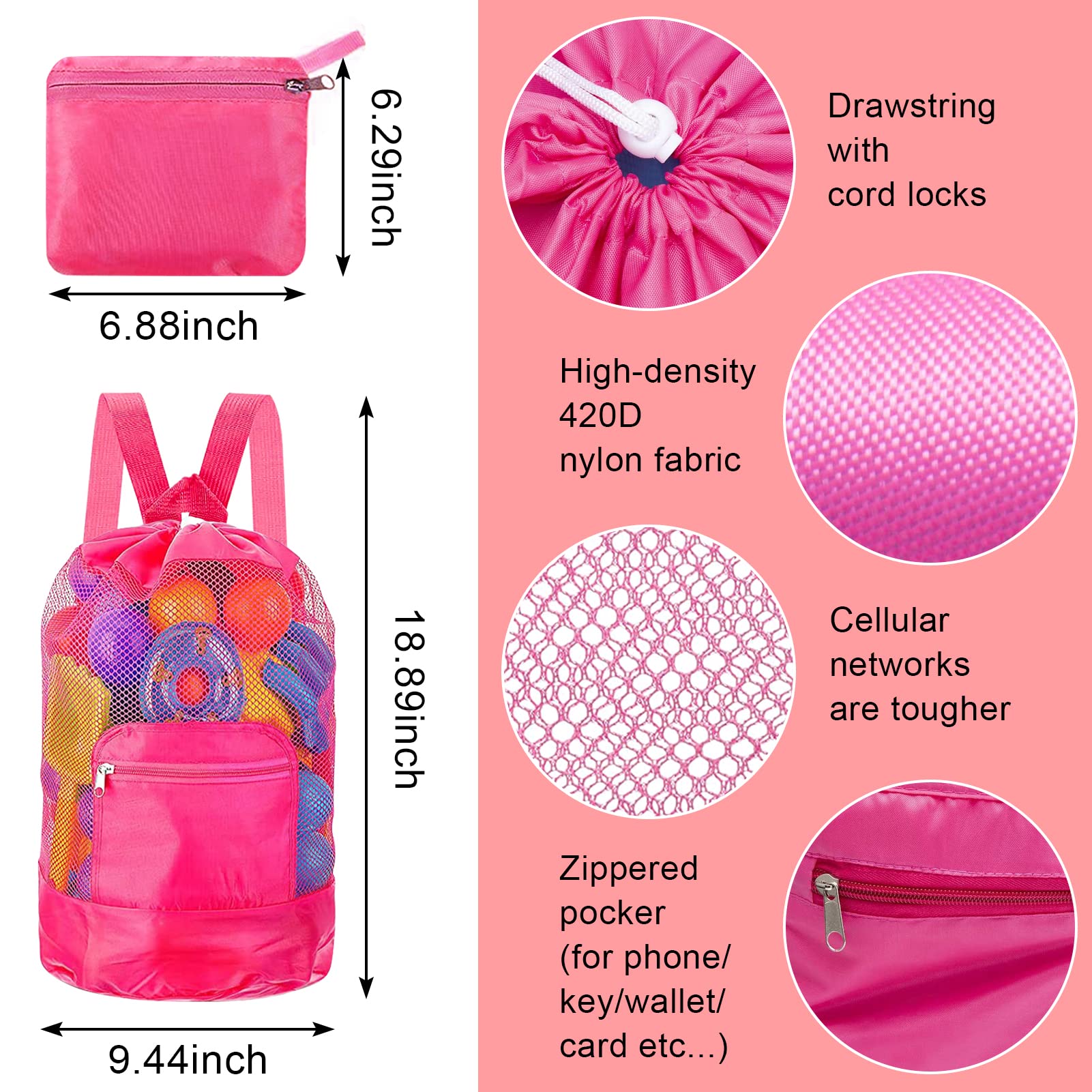 ValueTalks Sac De Plage En Maille Pour Jouets XL Grand Sac à Jouets De Plage Loin