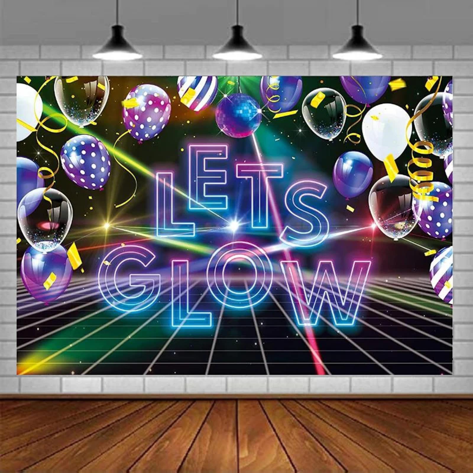 Let's Fotografie Hintergrund Verrückte Geburtstagsparty Bunte Luftballons Retro 80 90er Jahre Punkte Disco Dunkler Hintergrund