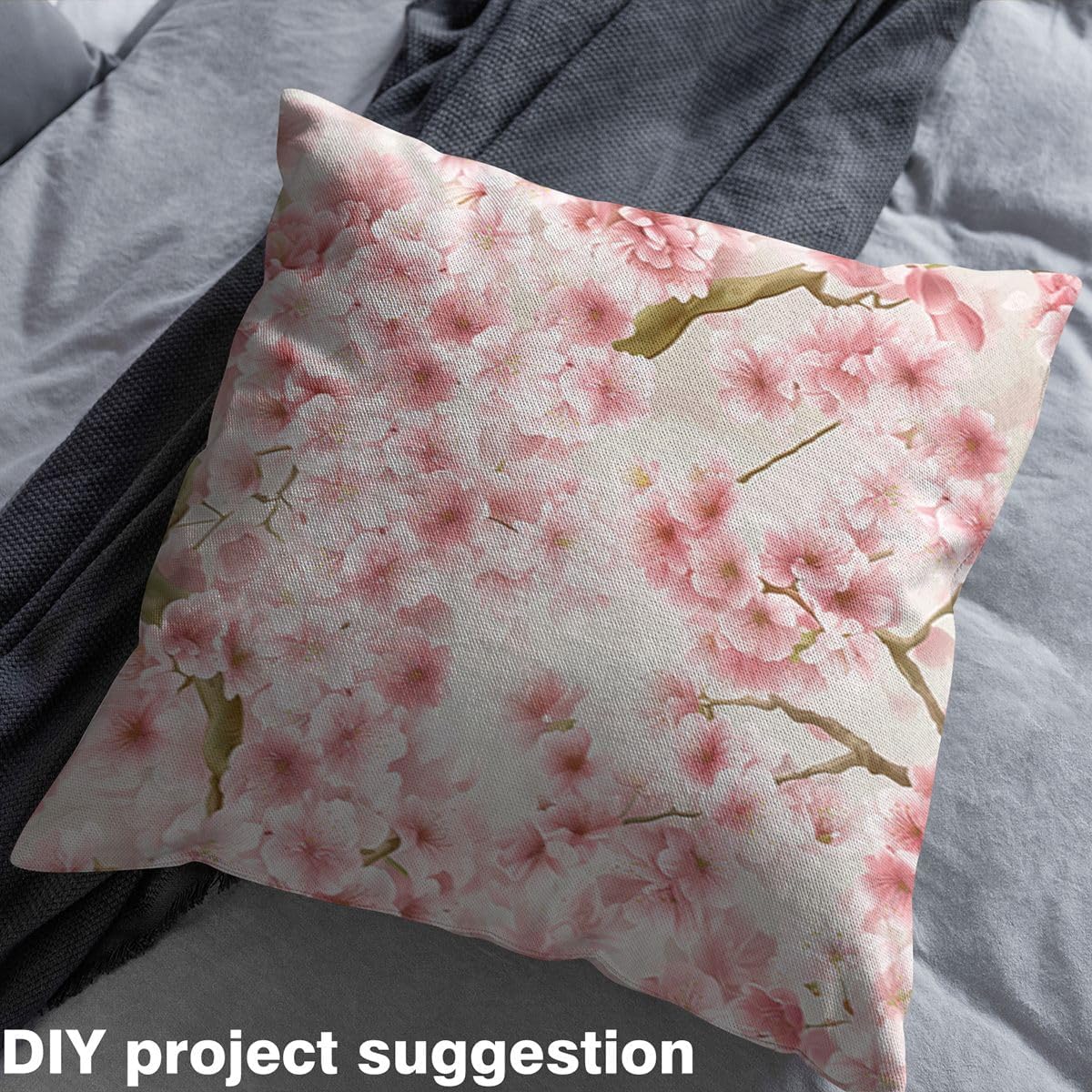 Cherry Blossom Upholstery Fabric, Japanese Flower Fabric by The Yard, Pink Floral Branch Decorative Fabric, Romantic Plant Petals Waterproof Outdoor Fabric, Upholstery and Home Accents, 5 Yards