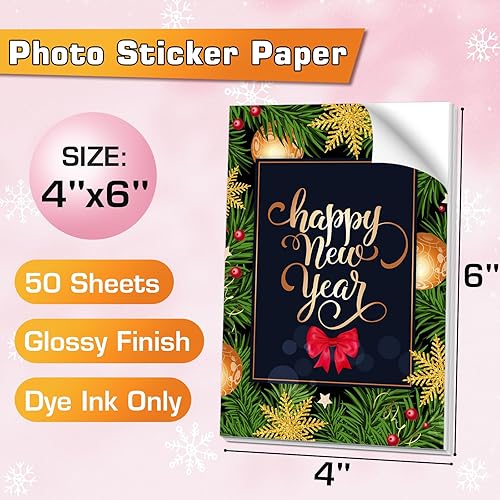 Miniatura 2 de Koala - Papel adhesivo brillante de 4 x 6 pulgadas para impresora de inyección de tinta y láser, 50 hojas de papel adhesivo blanco imprimible, papel