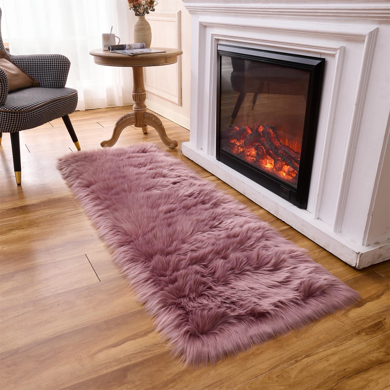 Arbosofe Ultra Soft Faux Fur Rug, Area Rugs, Light Purple Fluffy Shaggy Fur Rug for Bedroom & Living Room, Kids Room Decor, 2 x 6 Feet Rectangular