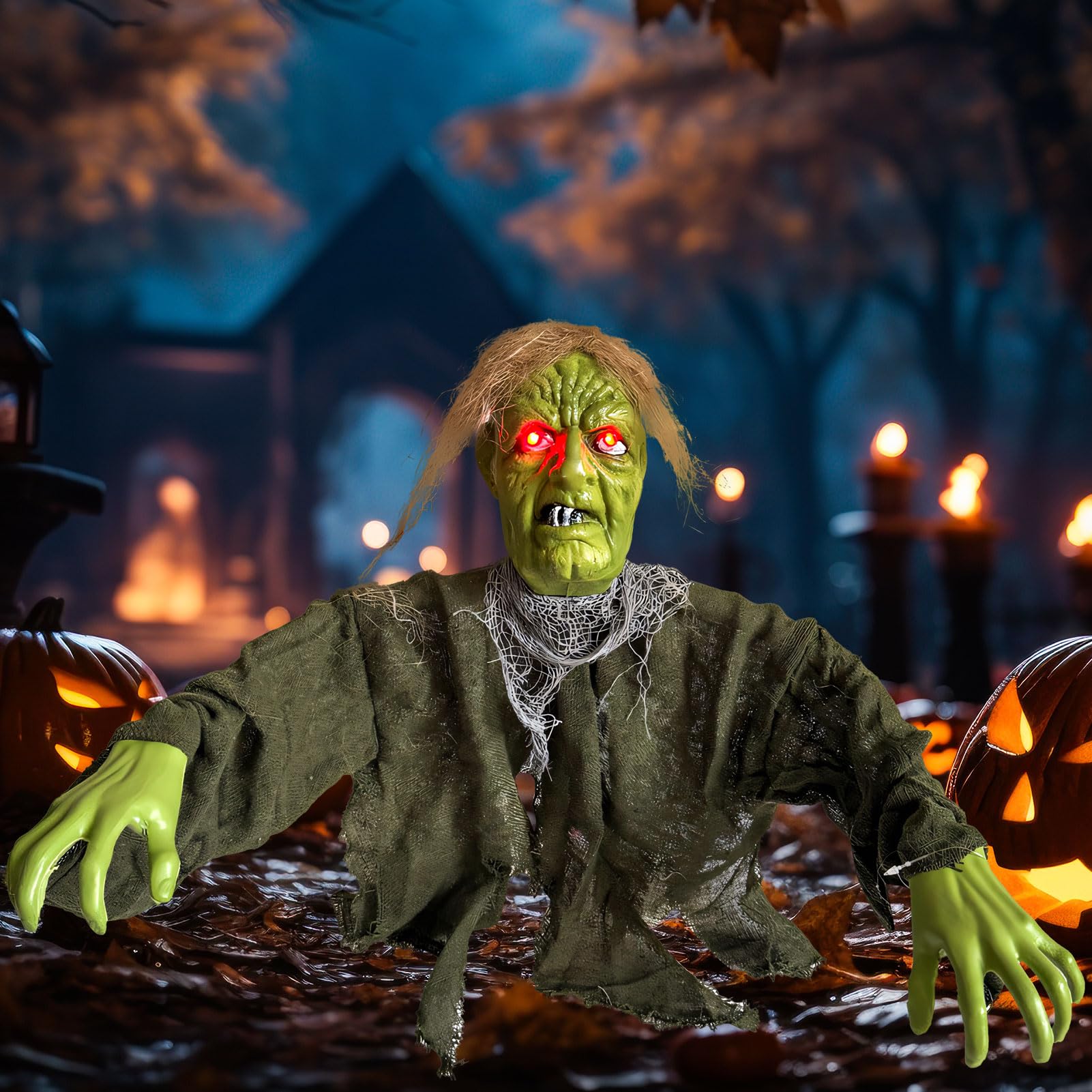 Halloween Deko Outdoor Horror Zombie Totenkopf Deko Lichter Für Gartendeko Leuchtender Geist figuren LED Gartenstecker Halloween Dekoration LED Licht Für Draußen Party Hof Garten Deko Figur (A)